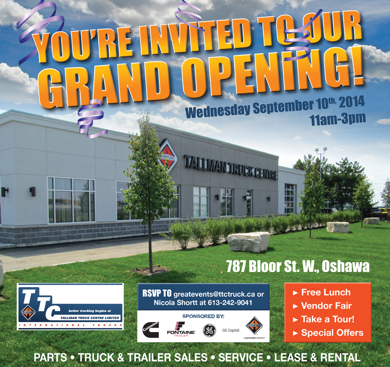 Tallman Truck Centre to host Grand Opening for Oshawa location on September 10th