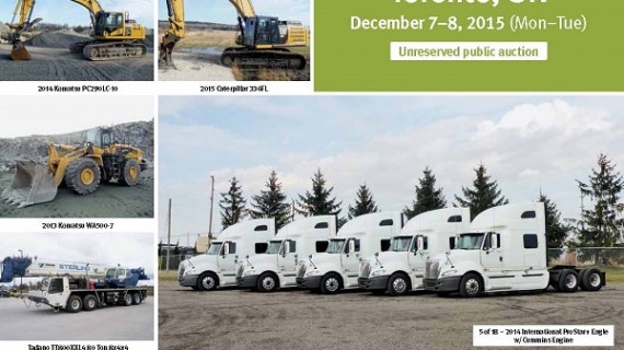 Ritchie Bros. to hold Toronto auction on December 7 – 8