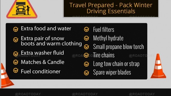 Winter Driving Safety Tips  – Travel Prepared – Pack Winter Driving Essentials