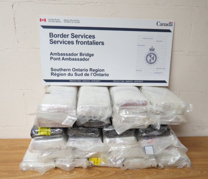 30.6 kg of suspected cocaine found in a truck at the Ambassador Bridge